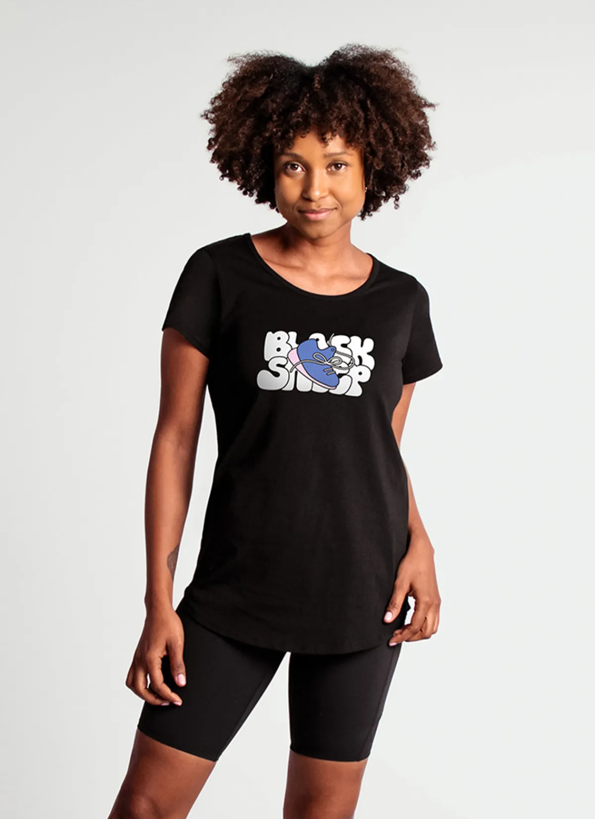 Black Sheep Shirts And Singlets | Women's ActiveCotton Tee - Sports Club Black SportsClubBlack